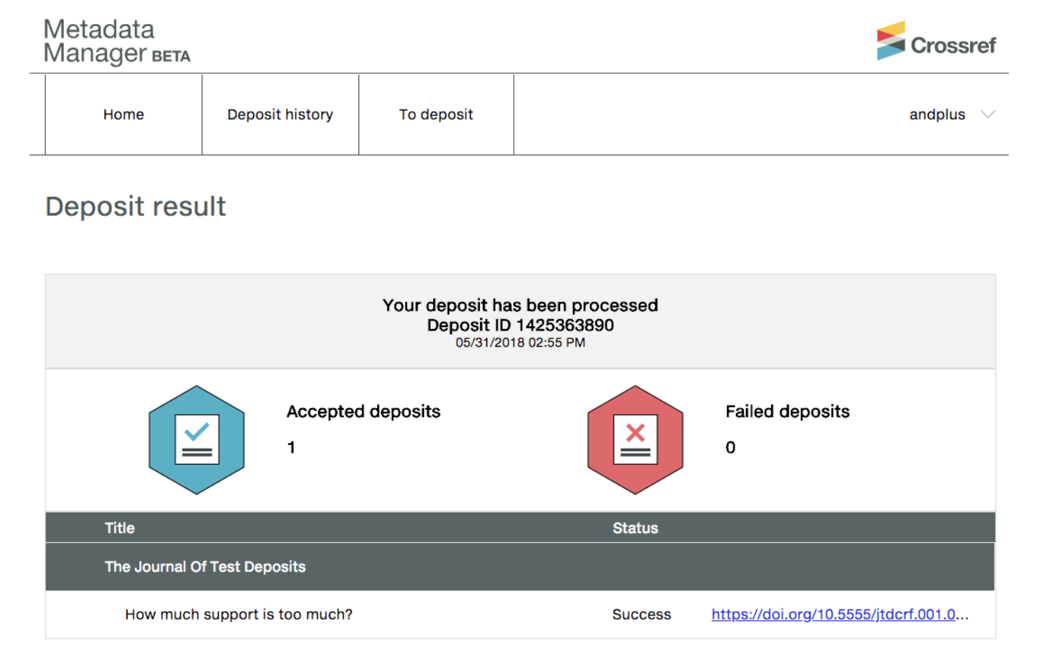 Metadata Manager Deposit Submission